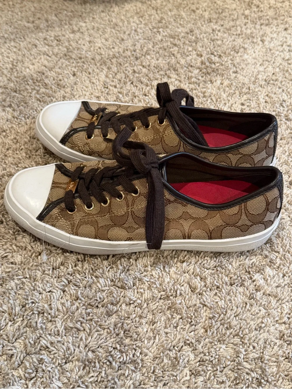 Vintage Coach Empire Brown Canvas Monogram Logo Lace Up Sneakers Low Top - Picture 3 of 8